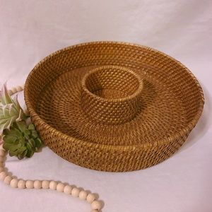 Woven Wicker Divided Serving Tray